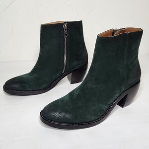 Frye Rosalia SAMPLE Bootie Forest Green Waxed Suede Zip Boho Womens Size 6 B